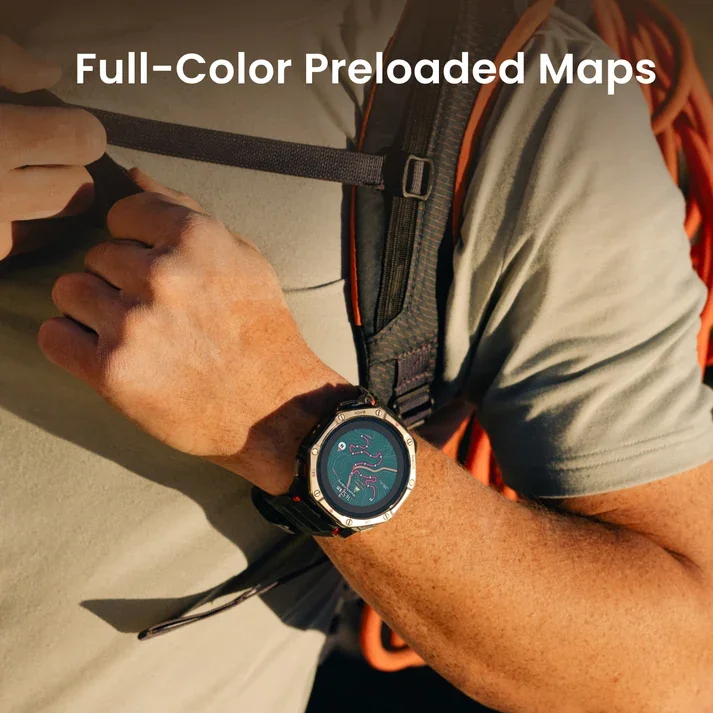 نقشه رنگی آفلاین در ساعت Amazfit T-Rex Dual Solar